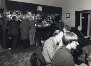 Civil servants taking a break from their labours in the club’s bar in the 1970s