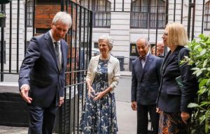 Her Royal Highness the Duchess of Gloucester is greeted by Sir Kenneth Olisa, Lord-Lieutenant of Greater London