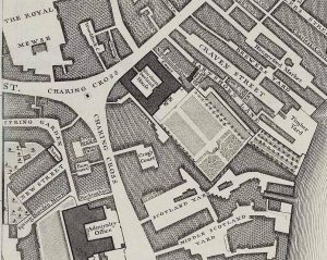 Northumberland House on John Rocque’s 1746 map of London