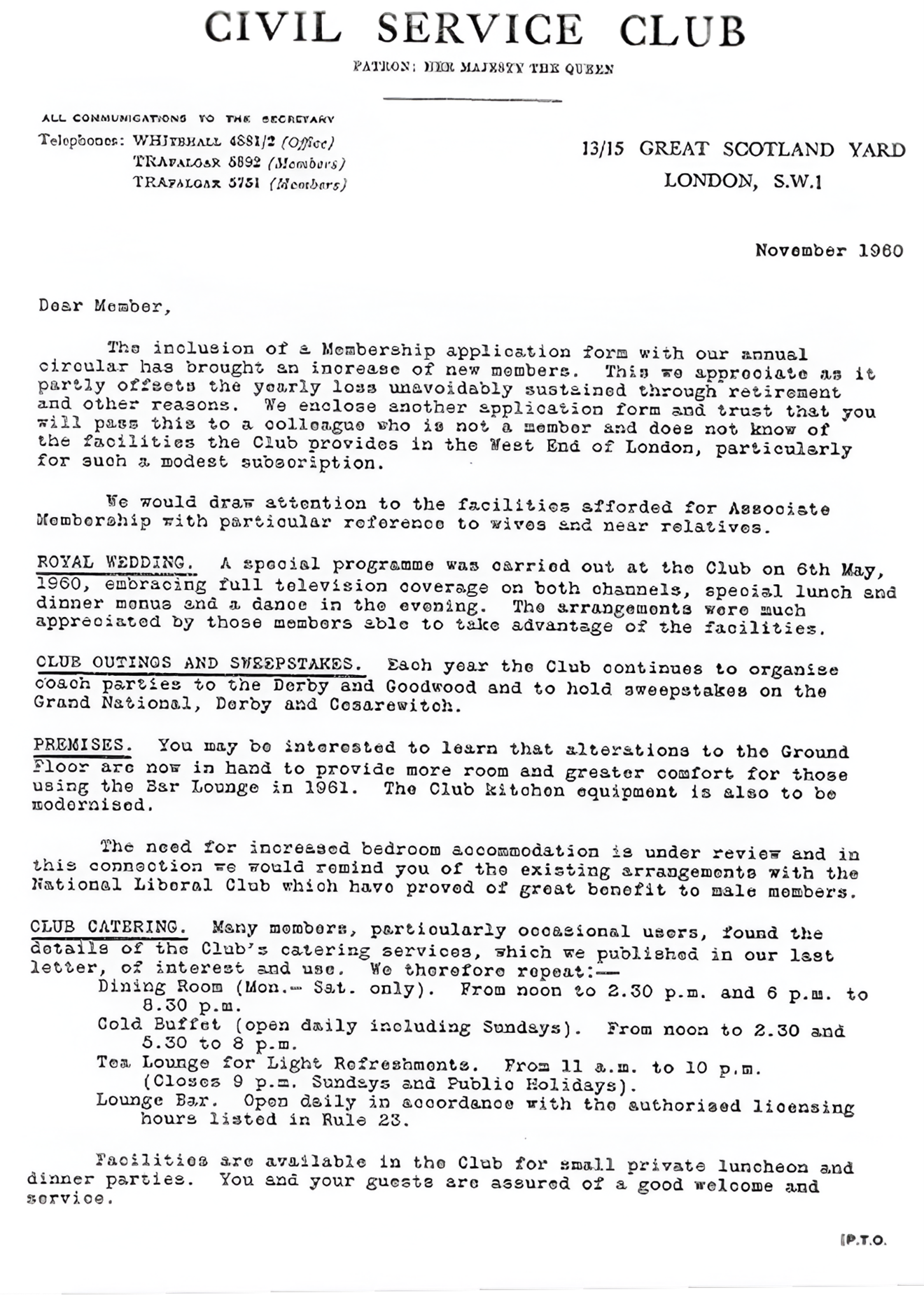 The Club Newsletter, November 1960 - Page 1